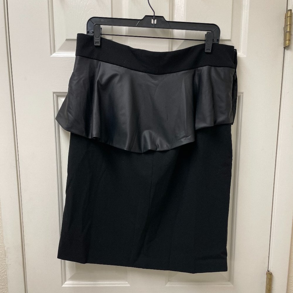 Paniz Black Skirt w/ Black Leather peplum